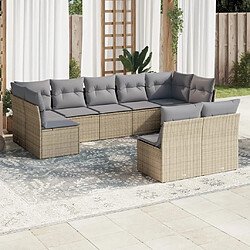 Maison Chic Salon de jardin avec coussins 9 pcs | Ensemble de Table et chaises | Mobilier d'Extérieur beige résine tressée -GKD70068