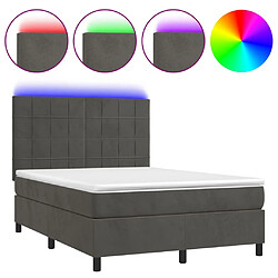 vidaXL Sommier à lattes de lit matelas et LED Gris foncé 140x190 cm