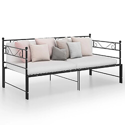 vidaXL Cadre de canapé-lit extensible sans matelas Noir Métal 90x200cm