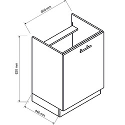 Pegane Meuble bas de cuisine coloris blanc avec 1 porte - longueur 60 x profondeur 44,60 x hauteur 82 cm