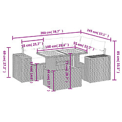 Avis vidaXL Salon de jardin 5 pcs avec coussins gris résine tressée