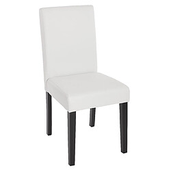 Mendler Lot de 6 chaises de séjour Littau ~ simili-cuir, blanc mat, pieds foncés