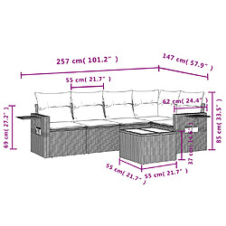 Avis vidaXL Salon de jardin avec coussins 6 pcs beige résine tressée