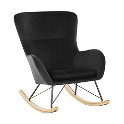 Beliani Fauteuil à bascule Velours Noir ELLAN