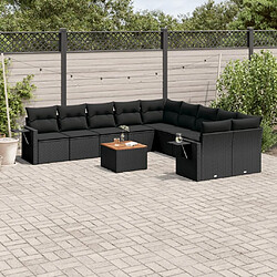 Maison Chic Salon de jardin 11 pcs avec coussins, Ensemble Tables et chaises d'extérieur noir résine tressée -GKD486566