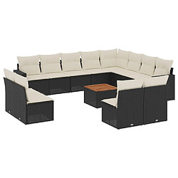 Maison Chic Salon de jardin avec coussins 13 pcs, Ensemble Tables et chaises de jardin, noir résine tressée -GKD217892