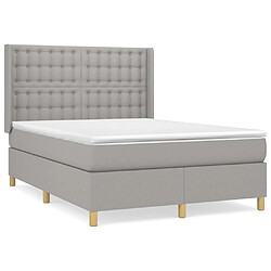 vidaXL Sommier à lattes de lit avec matelas Gris clair 140x200cm Tissu