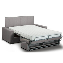 Inside 75 Canapé 2- NORMANDIE CanapExpress lattes 120cm matelas mémory 22cm tête de lit intégrée tweed gris clair