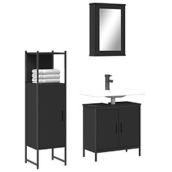 Maison Chic Armoires + meuble-lavabo| Ensemble de 3 meubles salle de bain noir bois d'ingénierie -GKD16225