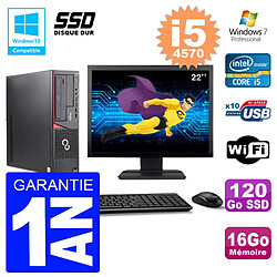 PC Fujitsu Esprimo E720 E85+ DT Ecran 22'' i5-4570 RAM 16Go 120 Go SSD Wifi W7 · Occasion 