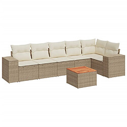 vidaXL Salon de jardin avec coussins 7 pcs beige résine tressée