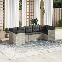 vidaXL Salon de jardin avec coussins 7 pcs gris clair résine tressée 