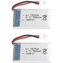 2pcs 3.7v Batteries Lipo Rechargeables, 500mAh Lipo pour Drones Rc Quadricoptères Syma X5 X5C X5SC X5SW, Cheerson CX-30W, Skytech M68, Wltoys F949, JJRC H5C