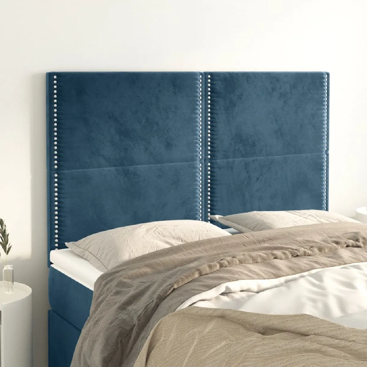 Maison Chic Lot de 4 Têtes de lit design pour chambre - Décoration de lit Bleu foncé 72x5x78/88 cm Velours -MN36038