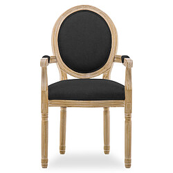 Fauteuil médaillon Louis XVI tissu Noir