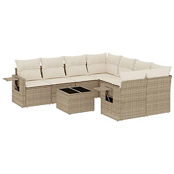 Maison Chic Salon de jardin avec coussins 9 pcs, Ensemble Tables et chaises de jardin, beige résine tressée -GKD464989