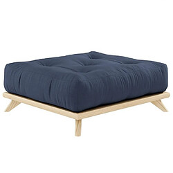 Inside 75 Pouf futon 90 x 100 cm SENZA pin naturel coloris bleu marine