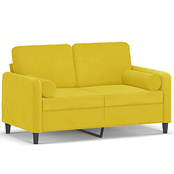 vidaXL Canapé 2 places avec oreillers décoratifs jaune 120 cm velours