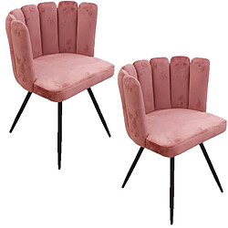 Toilinux Lot de 2 Chaises design effet velours Ariel - Rose