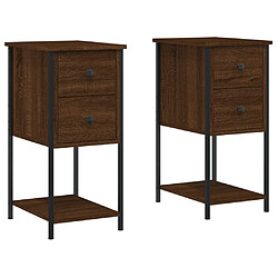 vidaXL Tables de chevet 2pcs chêne marron 32x42x70cm Bois d'ingénierie