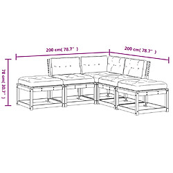 vidaXL Salon de jardin 5 pcs avec coussins bois massif douglas pas cher