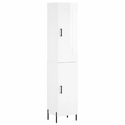 Maison Chic Buffet,Meuble de Rangement,commode pour salon,Cuisine Blanc brillant 34,5x34x180 cm Bois d'ingénierie -MN14777