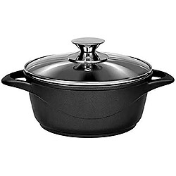 Batterie de Cuisine Induction 6 pièces Aluminium Fonte, 3 Casseroles, Couvercles, , Noir, Smile, MGK-18