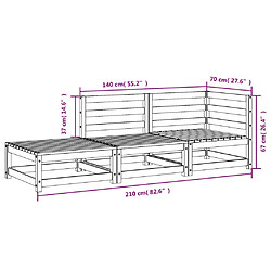 vidaXL Canapé de jardin repose-pieds 2 places blanc bois massif de pin pas cher