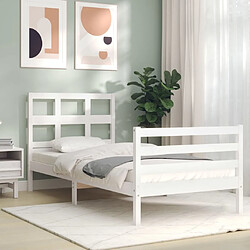 Avis Maison Chic Cadre/structure de lit avec tête de lit pour adulte - Lit Moderne Chambre blanc petit simple bois massif -MN26376