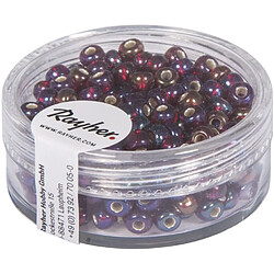 Rayher 14383289 Perles de rocaille avec Reflets Argentés + Rainbow, Weber àƒ 4 mm, Boîte 17 g, Po