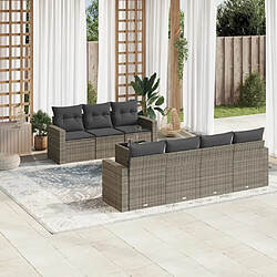 vidaXL Salon de jardin 8 pcs avec coussins gris résine tressée 