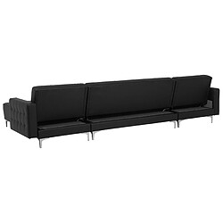 Beliani Canapé en U avec pouf ottoman Cuir PU Réversible Noir ABERDEEN pas cher