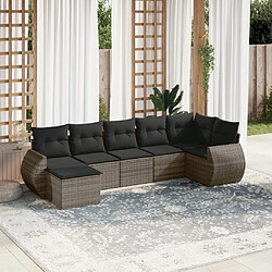 vidaXL Salon de jardin avec coussins 7 pcs gris résine tressée