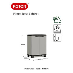 Keter Armoire basse de rangement Planet gris et noir pas cher