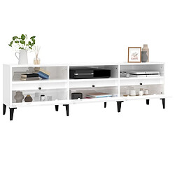 Maison Chic Meuble TV scandinave - Banc TV pour salon blanc brillant 150x30x44,5 cm bois d'ingénierie -MN62657 pas cher