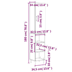 vidaXL Buffet haut Blanc brillant 34,5x34x180 cm Bois d'ingénierie pas cher