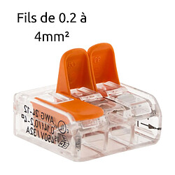 Borne de raccordement S221 Compact - Connexion rapide - 3 conducteurs avec leviers 4mm² - orange - Wago