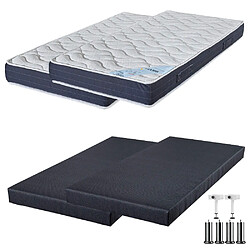 Ebac Matelas mousse + Sommier SR9 Deco 2x90x200 Melior - H. 20 cm - Soutien ferme