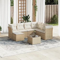 Maison Chic Salon de jardin avec coussins 8 pcs | Ensemble de Table et chaises | Mobilier d'Extérieur beige résine tressée -GKD34531