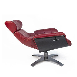 Acheter MY NEW DESIGN Fauteuil Relax Design Cuir Rouge - Coque Bois en Chêne Noir - VEGA