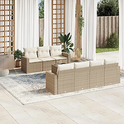 Maison Chic Salon de jardin avec coussins 8 pcs | Ensemble de Table et chaises | Mobilier d'Extérieur beige résine tressée -GKD23023