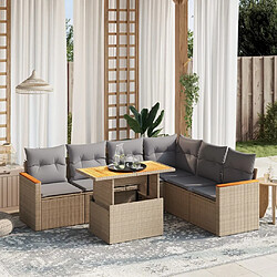 vidaXL Salon de jardin avec coussins 7 pcs beige résine tressée 