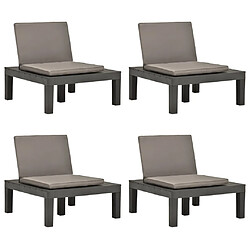 vidaXL Chaises de salon de jardin et coussins 4pc Plastique Anthracite 