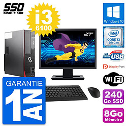 PC Fujitsu D556 DT Ecran 27" Intel i3-6100 RAM 8Go SSD 240Go Windows 10 Wifi · Occasion 