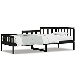 Maison Chic Lit de jour, Lit de repos pour Salon Chambre,Canapé-lit,Lit d'invité Noir 90x190 cm Bois de pin massif -MN92910