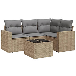 vidaXL Salon de jardin avec coussins 5 pcs beige résine tressée