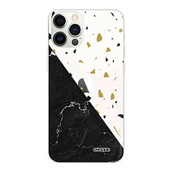 Evetane Coque iPhone 12/12 Pro souple silicone transparente Coque iPhone 12/12 Pro souple transparente Terrazzo marbre Noir Motif Ecriture Tendance Evetane.