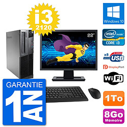 PC Lenovo M92p SFF Ecran 22" Intel i3-2120 RAM 8Go Disque 1To Windows 10 Wifi · Occasion 