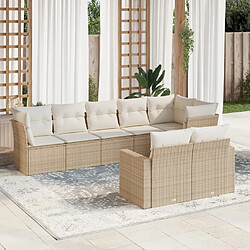 vidaXL Salon de jardin avec coussins 8 pcs beige résine tressée