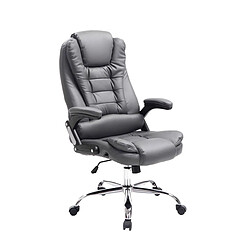 Decoshop26 Fauteuil de bureau sur roulettes confortablement rembourrés avec accoudoirs en PVC gris et métal chromé 10_0002658 